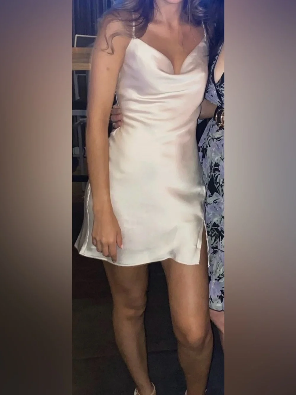 Dynamite Satin Cowl Neck Midi Dress in Cream - Picture 4 of 4